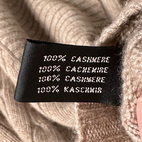 Ralph Lauren Black Label Wrap Sweater Women’s Medium Beige Cashmere Cable Knit - Picture 7 of 11